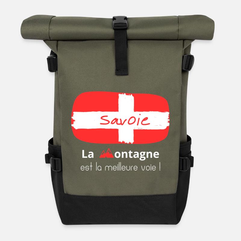 Drapeau de Savoie - Sac à dos roll top - olive/noir