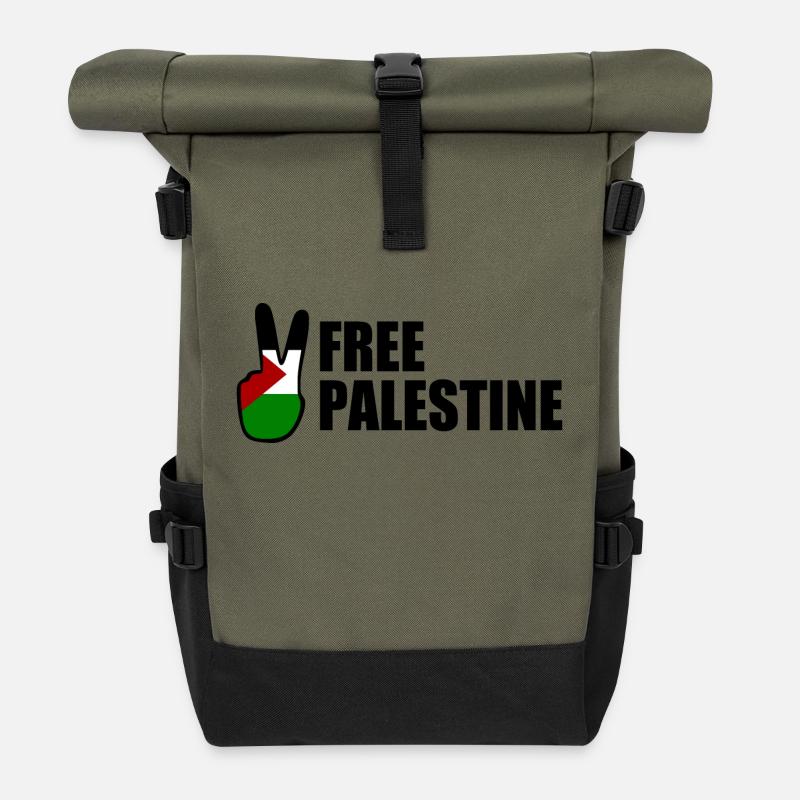Free palestine - Roll Top Backpack - olive/black