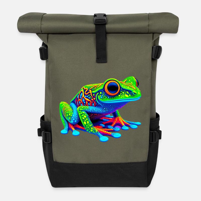 Grenouille - Sac à dos roll top - olive/noir