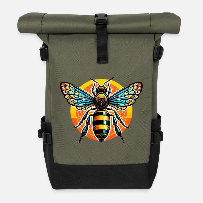 Biene - Rolltop Rucksack - Olive/Schwarz