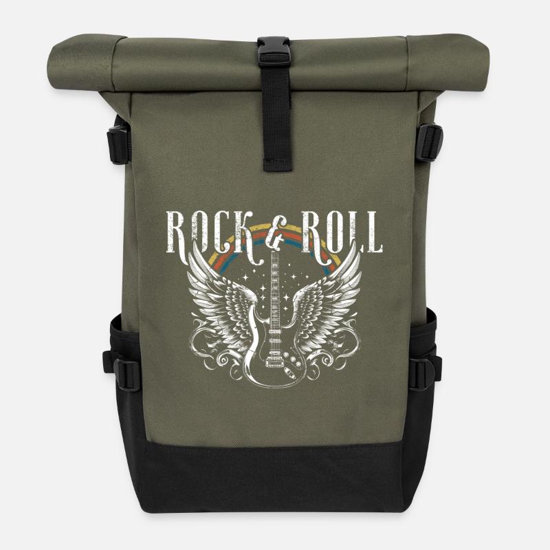 Rock & Roll Guitar - Roll Top Backpack - olive/black