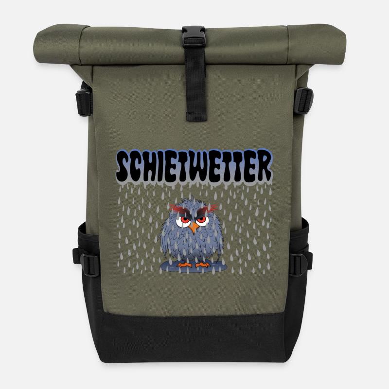 Eule Schietwetter - Rolltop Rucksack - Olive/Schwarz
