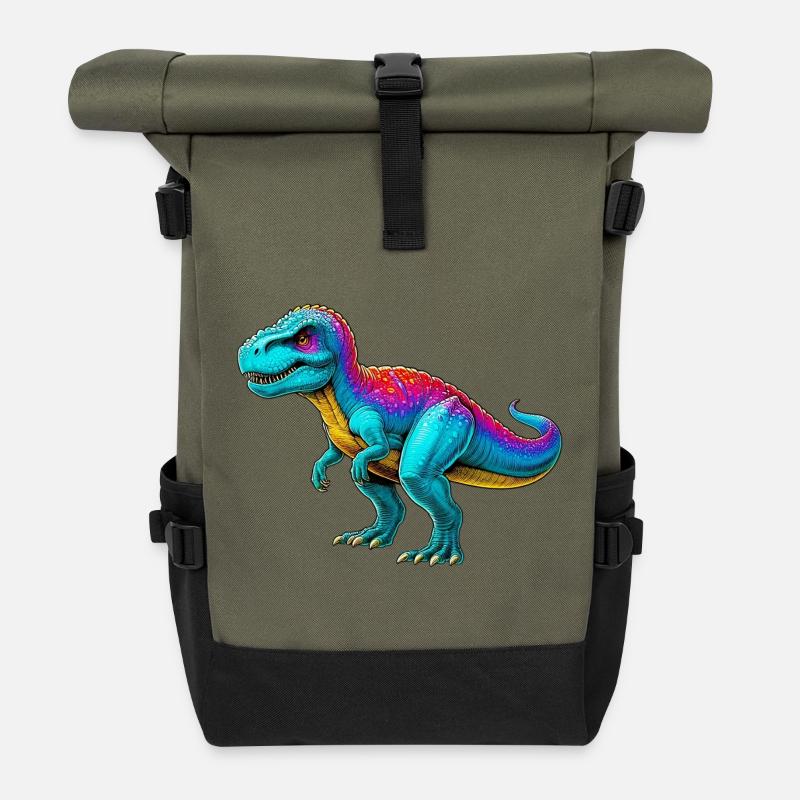 Dinosaurier - Rolltop Rucksack - Olive/Schwarz