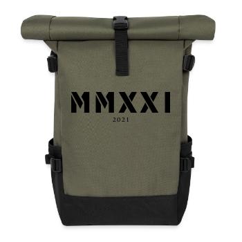 Römische Zahl Geburtsjahr Made in 2021 - Rolltop Rucksack - Olive/Schwarz - Vorne