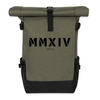 Römische Zahl Geburtsjahr Made in 2014 - Rolltop Rucksack - Olive/Schwarz - Vorne