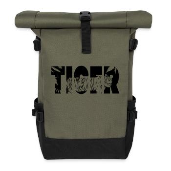 Tiger Typo - Roll Top Backpack - olive/black - Front