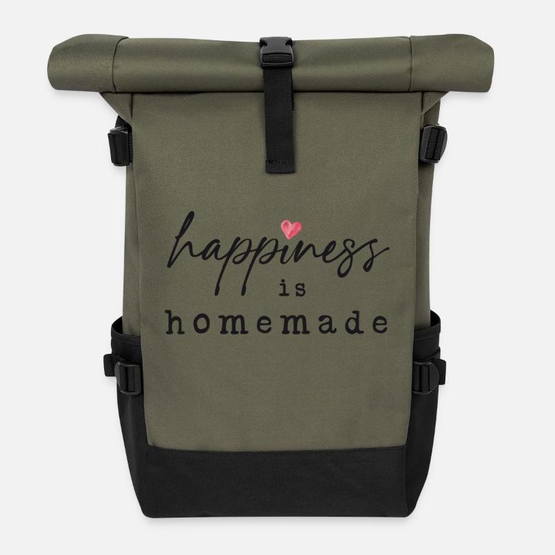 Happiness is Homemade - Rolltop Rucksack - Olive/Schwarz