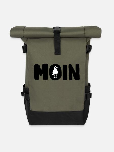 Geschenkidee Moin - Rolltop Rucksack - Olive/Schwarz