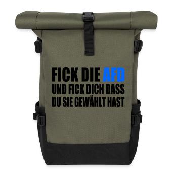fick die afd und fick dich dass du sie gewählt has - Rolltop Rucksack - Olive/Schwarz - Vorne