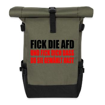 fick die afd - Rolltop Rucksack - Olive/Schwarz - Vorne