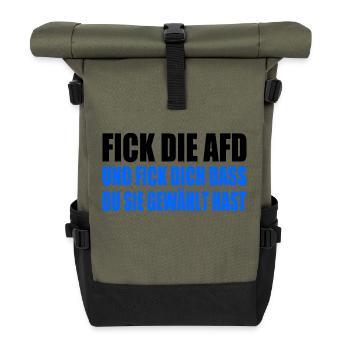 Fuck l’AfD - Sac à dos roll top - olive/noir - Devant