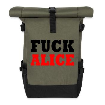 Fuck afd - fuck alice - Rolltop Rucksack - Olive/Schwarz - Vorne