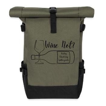 Wine Not ?, Riesling Chardonnay Spätburgunder - Rolltop Rucksack - Olive/Schwarz - Vorne