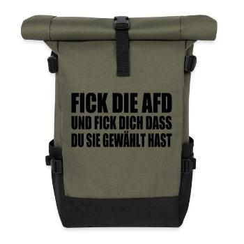 fick die afd - Rolltop Rucksack - Olive/Schwarz - Vorne