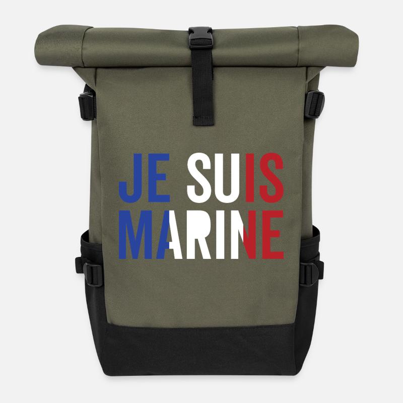 Je suis Marine - Sac à dos roll top - olive/noir