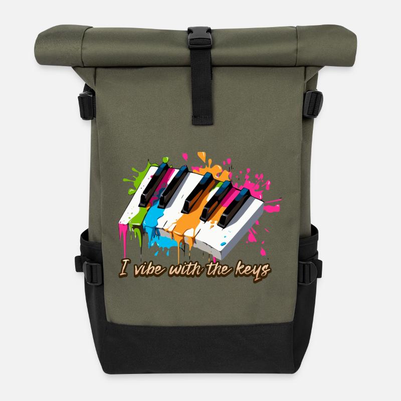 Im Einklang mit den Klavier Tasten - Pianist - Rolltop Rucksack - Olive/Schwarz