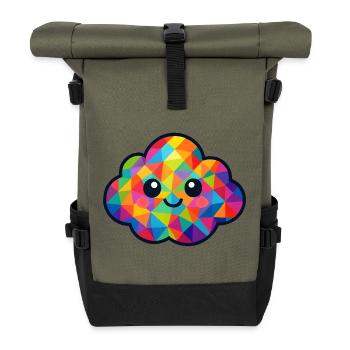WPAP Polygon Kawaii Style Baby Cloud - Roll Top Backpack - olive/black - Front