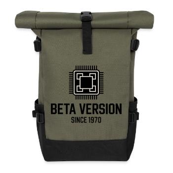 Minimalist Quadratischer Kare Design - Rolltop Rucksack - Olive/Schwarz - Vorne