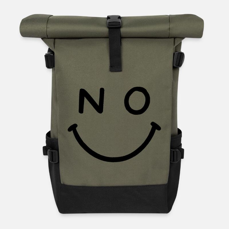 NO Smile - Roll Top Backpack - olive/black