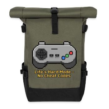 Der harte Modus des Lebens ohne Cheat-Codes - Rolltop Rucksack - Olive/Schwarz - Vorne
