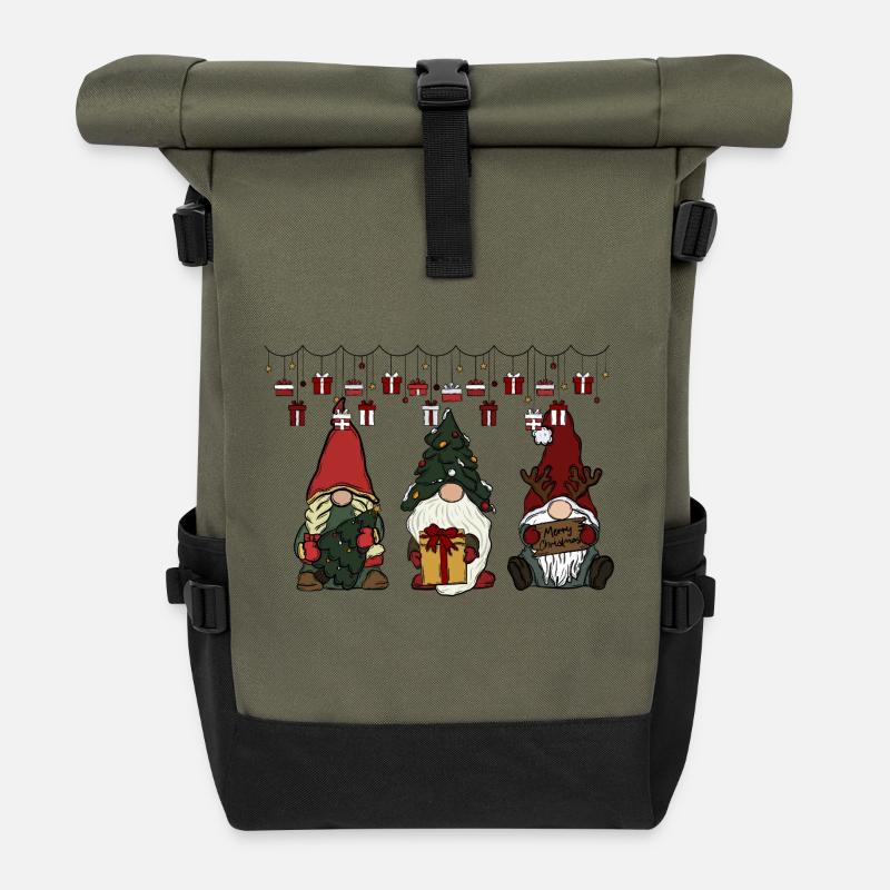 Wichtel Weihnachten - Rolltop Rucksack - Olive/Schwarz