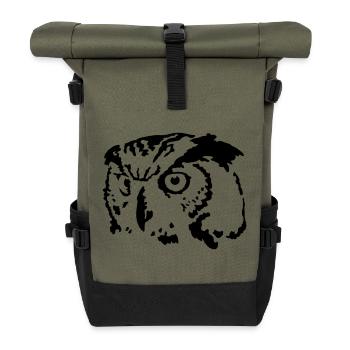 Eule - Rolltop Rucksack - Olive/Schwarz - Vorne