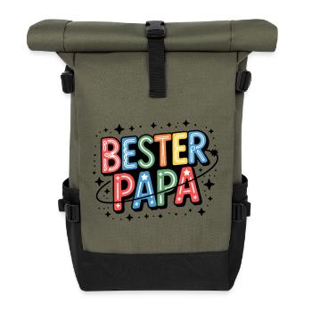 Best Papa Neon Colored Design - Roll Top Backpack - olive/black - Front