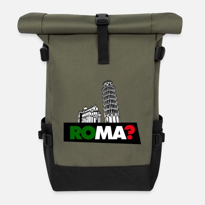 Rome? - Roll Top Backpack - olive/black