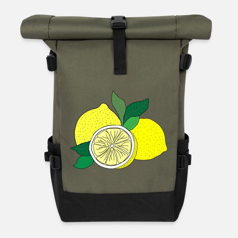 Citrus Print - Rolltop Rucksack - Olive/Schwarz