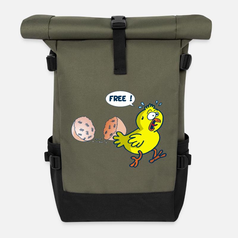 The release of the chick - Roll Top Backpack - olive/black
