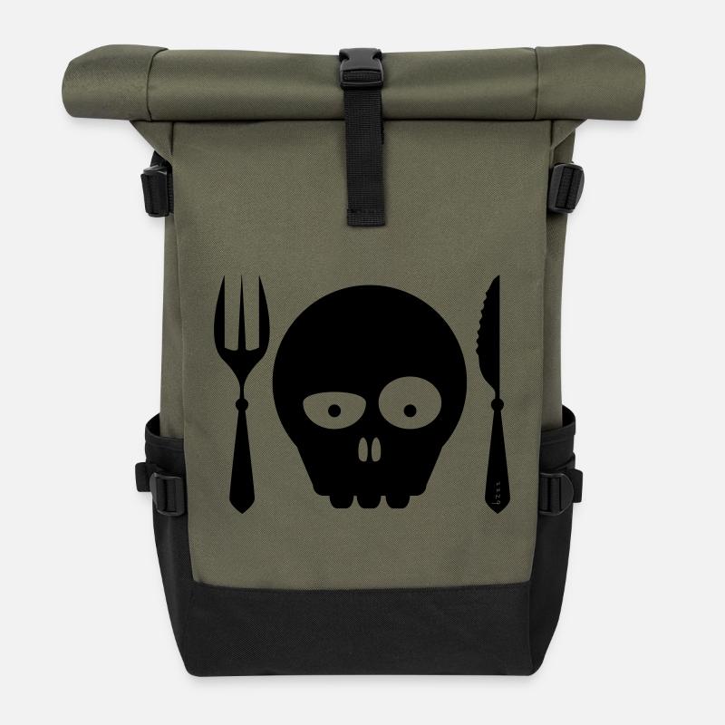 ENJOY_YOUR_MEAL-BON_APPETIT - Rolltop Rucksack - Olive/Schwarz