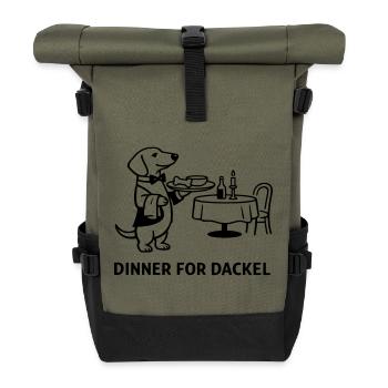 Dîner pour teckel - Sac à dos roll top - olive/noir - Devant