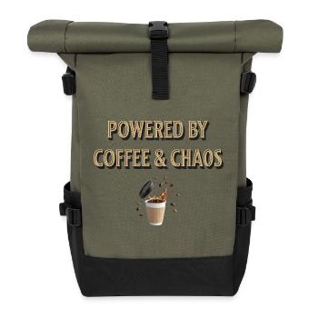 Alimenté par le café et le chaos - Sac à dos roll top - olive/noir - Devant