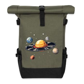 Records Planet in Space - Roll Top Backpack - olive/black - Front