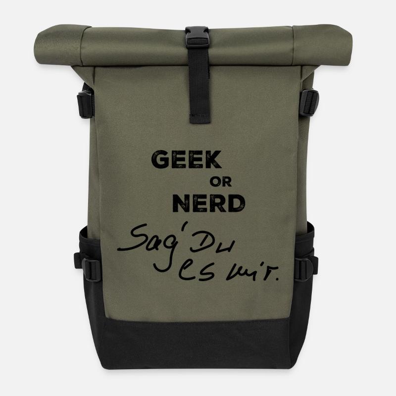 GEEK or NERD - Roll Top Backpack - olive/black