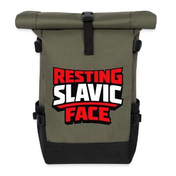 Resting Slavic Face Eastern Europe Saying - Roll Top Backpack - olive/black - Front