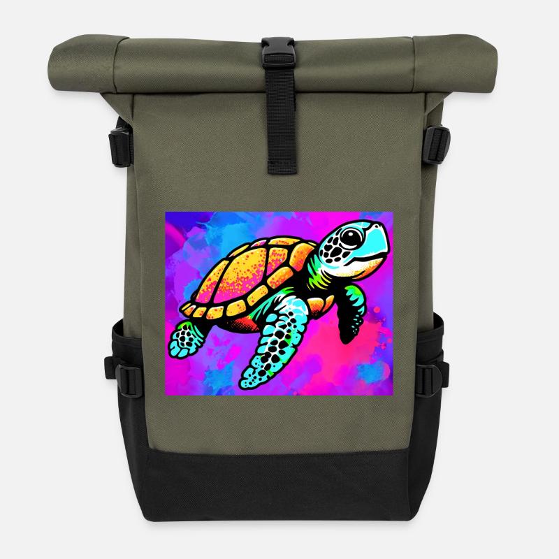 turtle - Roll Top Backpack - olive/black