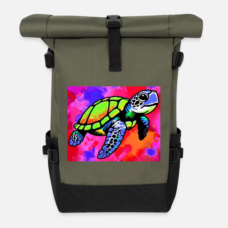 turtle - Roll Top Backpack - olive/black