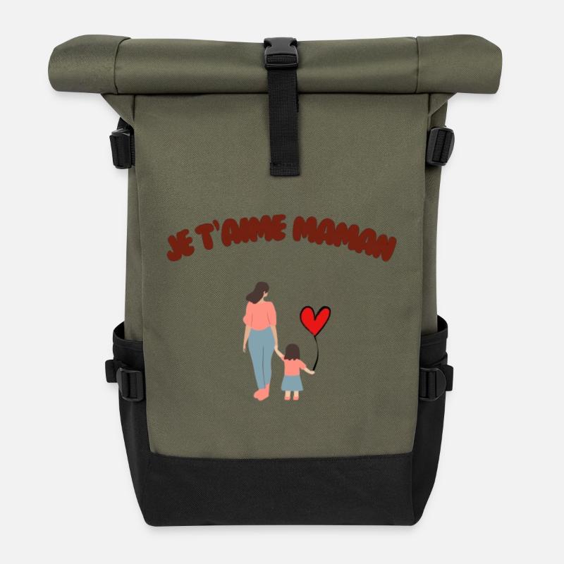Ich hab dich lieb, Mama - Rolltop Rucksack - Olive/Schwarz