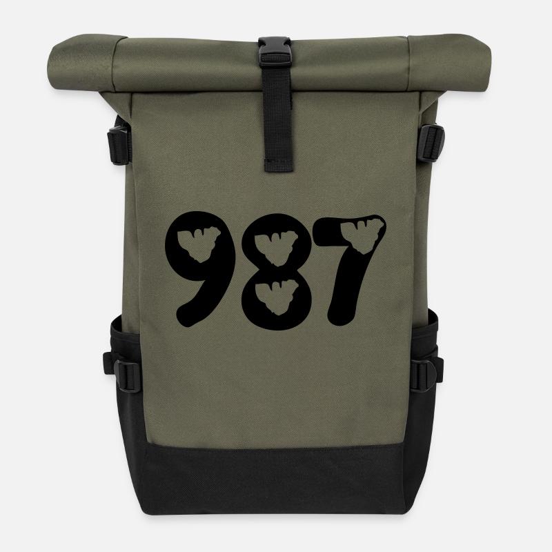 987 map tattoo moorea - Sac à dos roll top - olive/noir