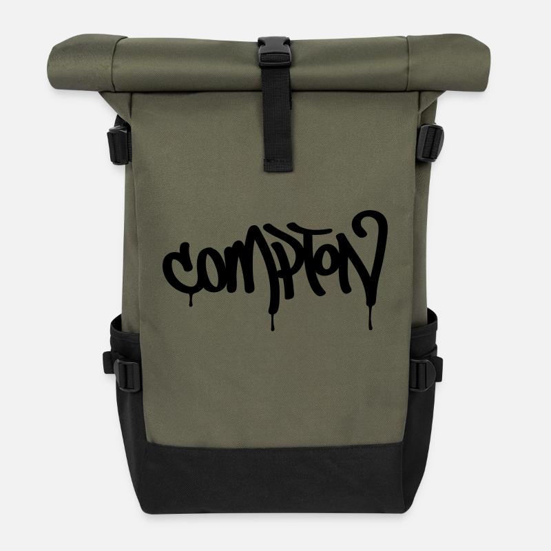 COMPTON - Roll Top Backpack - olive/black