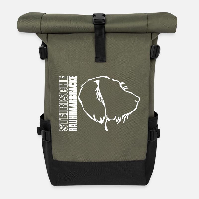 STEIRISCHE RAUHHAARBRACKE PROFIL - Rolltop Rucksack - Olive/Schwarz