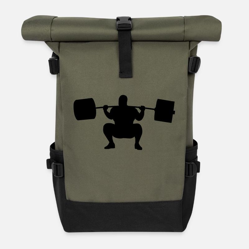 Kniebeuge tief - Rolltop Rucksack - Olive/Schwarz
