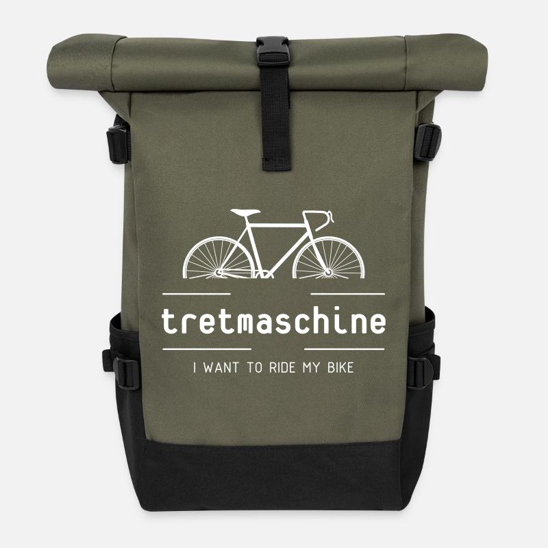 Tretmaschine oder auch Fahrrad genannt. - Rolltop Rucksack - Olive/Schwarz