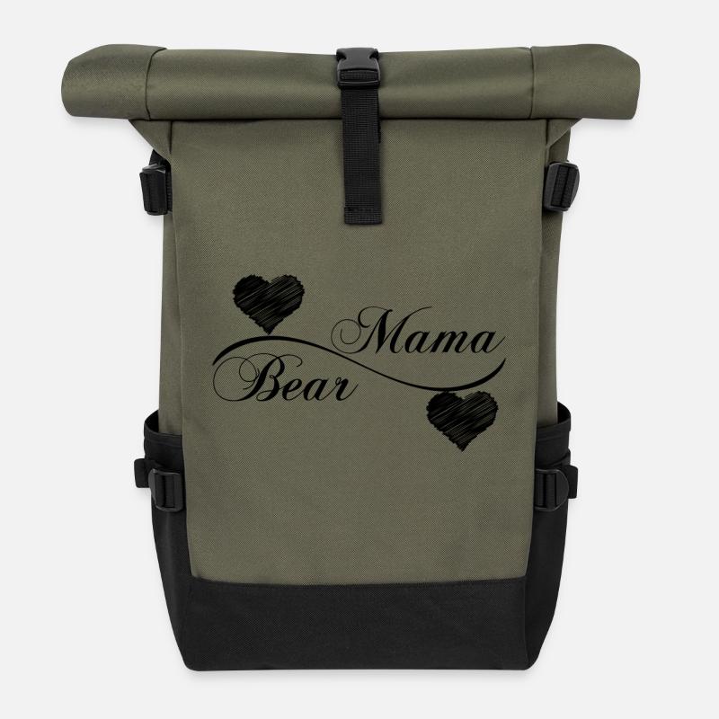 Mommy Bear - Roll Top Backpack - olive/black