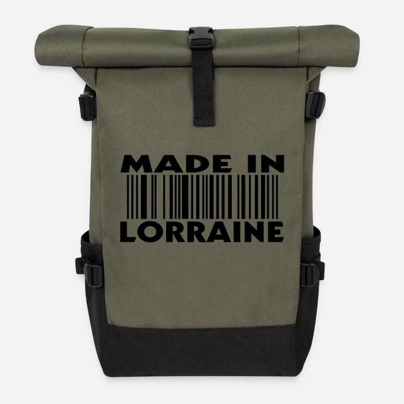 Made in LORRAINE (1c) - Roll Top Backpack - olive/black