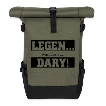 00497 Legendary wait for it - Roll Top Backpack - olive/black - Front