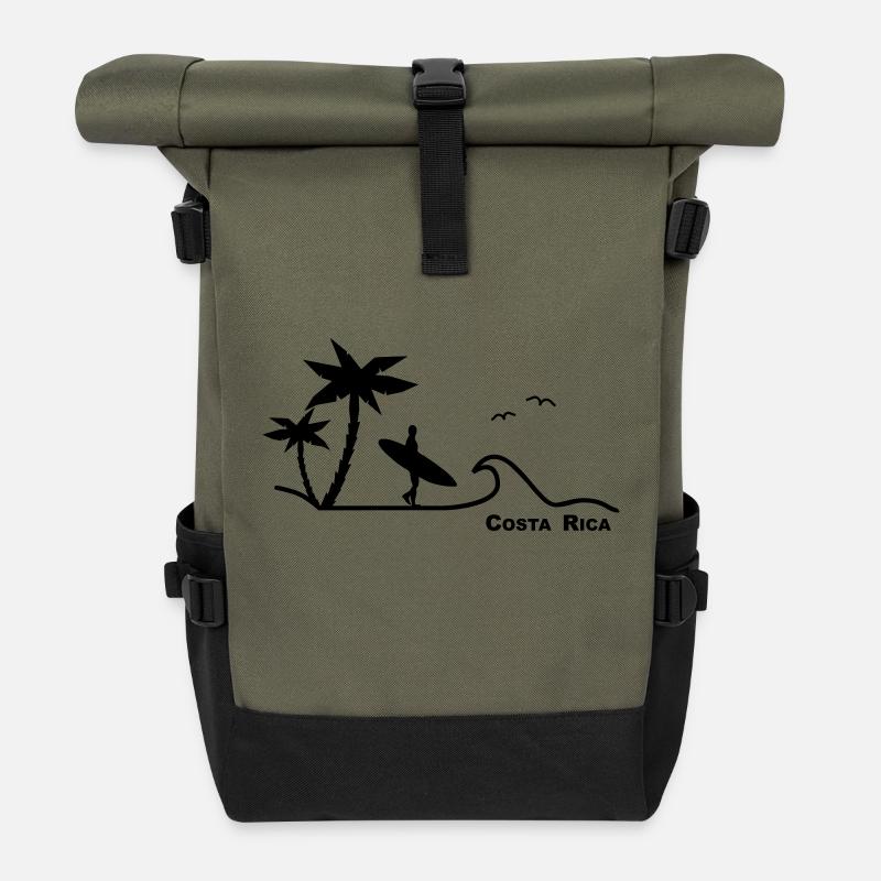Costa Rica. - Rolltop Rucksack - Olive/Schwarz
