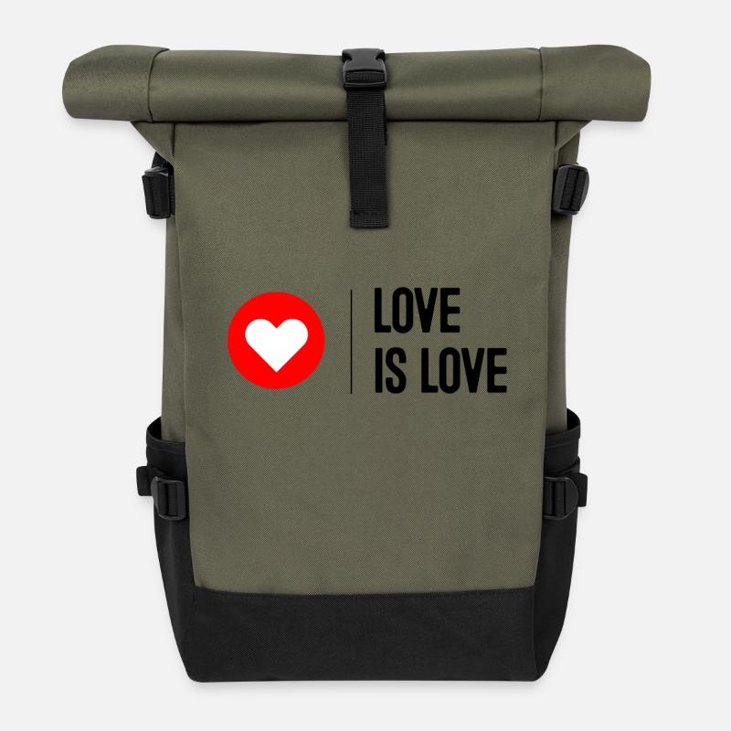 Love is Love - Roll Top Backpack - olive/black