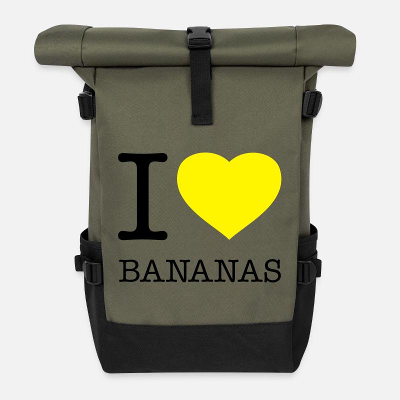 I LOVE BANANAS Banane - Rolltop Rucksack - Olive/Schwarz